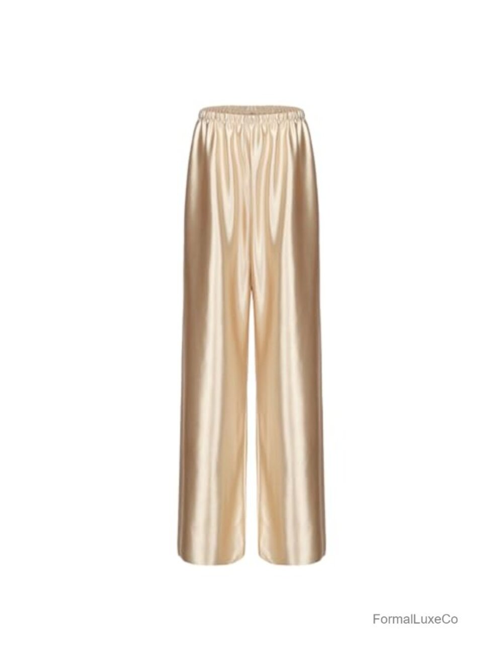 Satin Wide Leg Dress Pants High Waisted Elastic Palazzo Trousers Casual Dressy